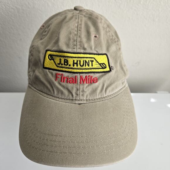 JB Hunt Logo Yellow Final Mile Adjustable Dad Hat Baseball Cap Embroidered Khaki - Picture 1 of 6